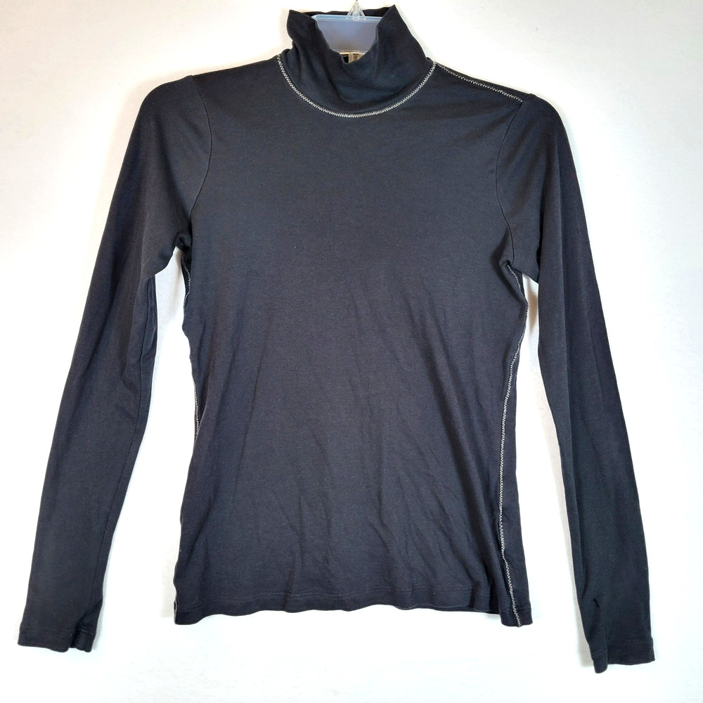 James Perse Womens Jersey Turtleneck Top Shirt Size 1 Black Minimalist Capsule